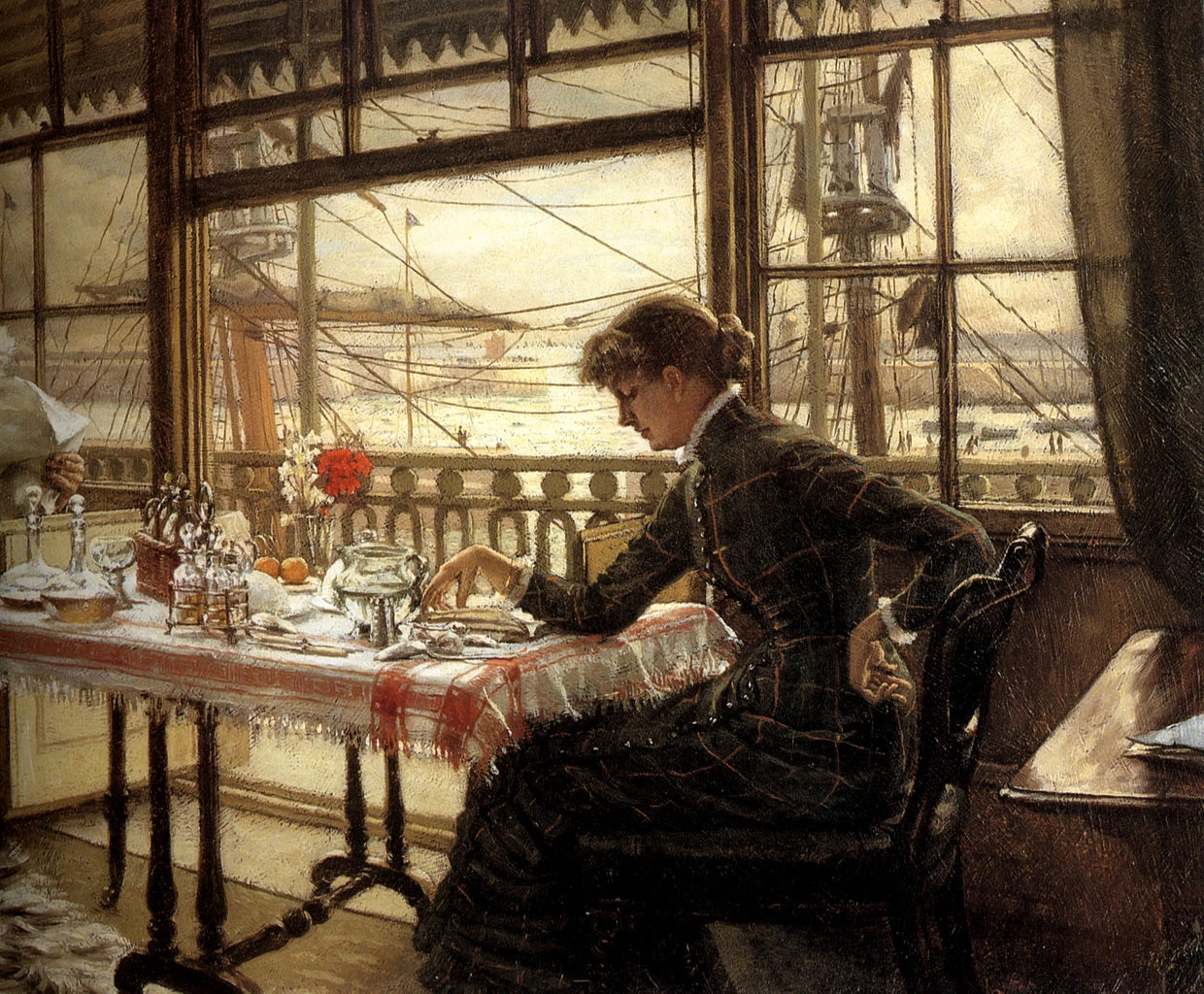 James Tissot - Camera con vista sul porto, 1876